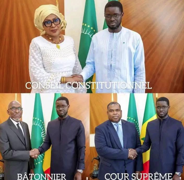 Le président de la République a reçu les différents responsables de la justice du Sénégal. Bassirou Diomaye Faye a reçu successivement la présidente du Conseil constitutionnel, Mouhamadou Mansour Mbaye, Premier Président de la Cour suprême. et enfin Me Aly Fall, Bâtonnier de l’Ordre des avocats du Sénégal.