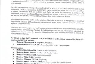 voici la liste des nouveaux membres de l'Ofnac